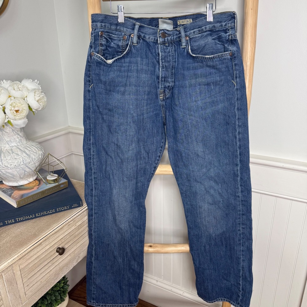 Polo Ralph Lauren Mens Straight Leg Medium Wash Blue Jeans 33x30 Button Fly